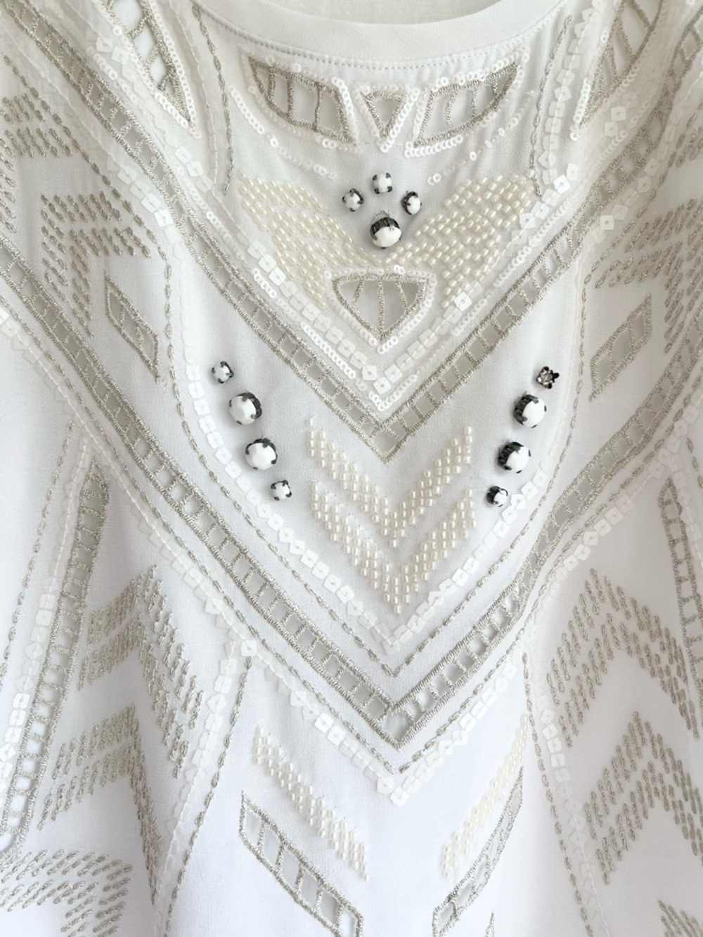 Express Women’s White Embellished Tank with Sequins & Beads | Small - Picture 3 of 8